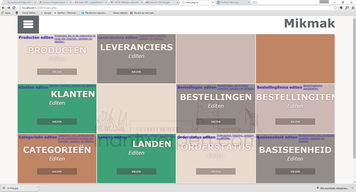 Mikmak Admin Index pagina met tower - logo - Floor - control-panel - showroom - showroom-tile opmaak